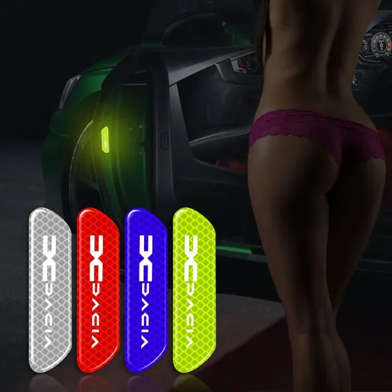 

4pcs/reflective door sticker for safety opening warning reflective tape For Dacia Duster Logan MCV Sandero Stepway Dokker Lodgy