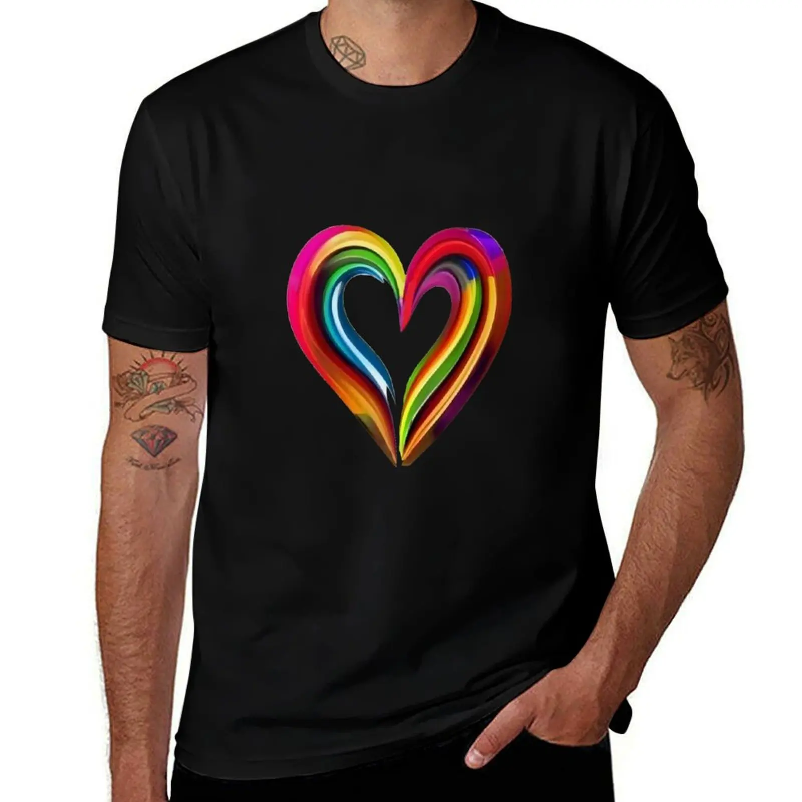 colourful love heart T-Shirt Quick Dry Sports Short Sleeve Tee