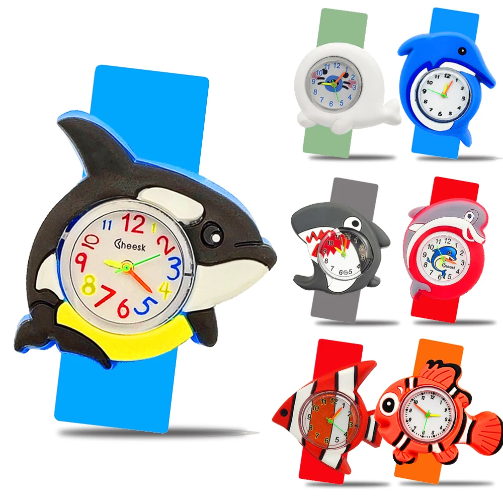 Cartoon Fish Crianças Relógios Baby Birthday Party Presentes Slap Pulseira De Pulso Meninos Meninas Estudantes Escola Relógio Crianças Relógio De Quartzo