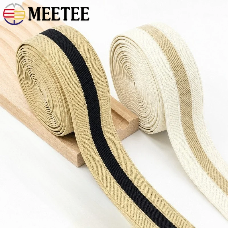 

5/10M 35mm Polyester Stripe Elastic Band Stretch Tape for Trouser Waistband Bag Strap Coat Ribbon Sewing Garment DIY Accessory