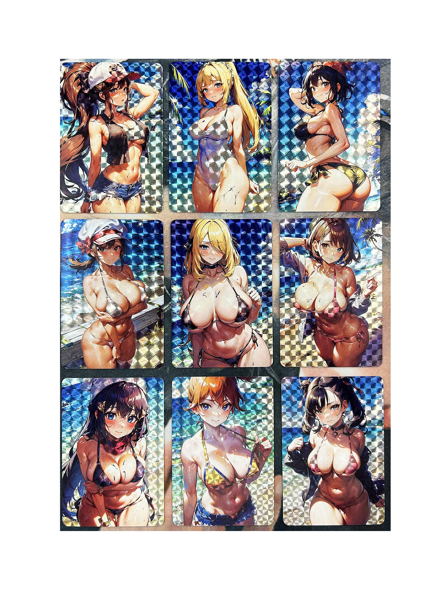 9pcs/set ACG Beauty Swimsuit Bikini Refraction Sexy Girls Toys Hobbies Hobby Collectibles Anime Game Collection Cards