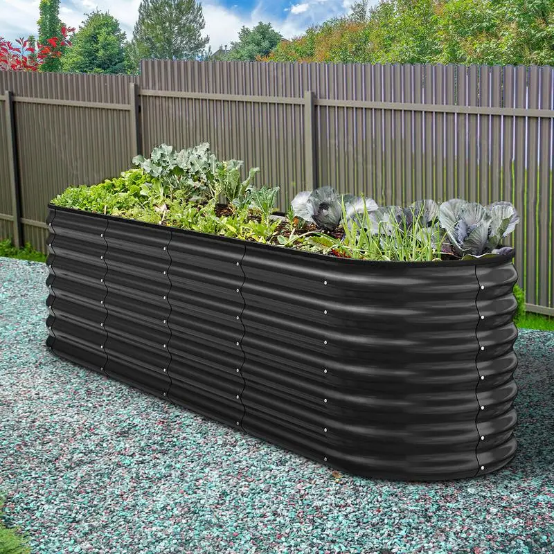 8x2x2ft Outdoor Raised Garden Bed Kit Stainless Steel Metal Patio Planter Box