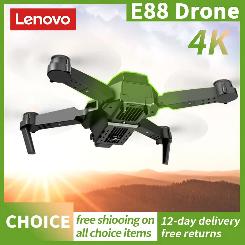 Профессиональный Дрон Lenovo E88 с двойной камерой 4K HD светодиодное освещение для аэрофотосъемки всенаправленный складной Радиоуправляемый FPV игрушки вертолет