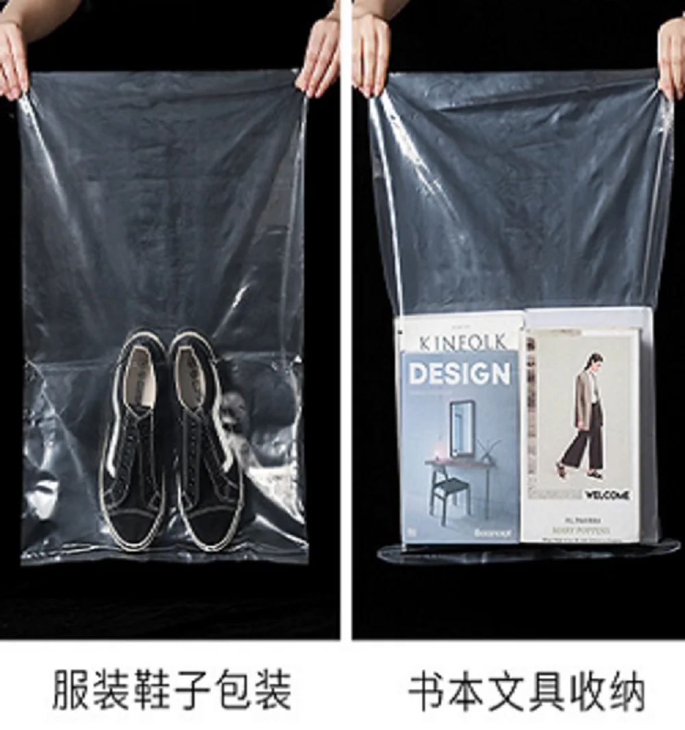 透明peフラットオープンプラスチックバッグ、500枚-パック、衣類包装・防塵用に特化