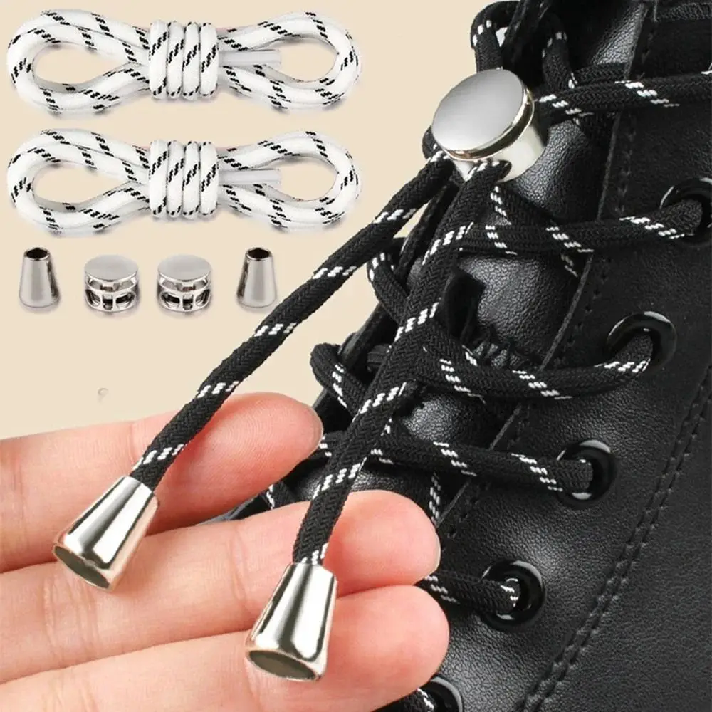 

1Pair Shoe Accessories Locking No Tie Shoelaces Stretching Man Women Elastic Lazy Shoe Laces Rubber Bands Metal Lock Laces