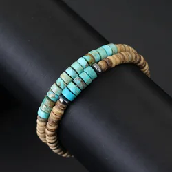 2Pcs Natural Coconut Husk Beads Bracelet Set Grade A Emperor Stone Strand Braslet Outdoor Sports Camping Cycling Accessories