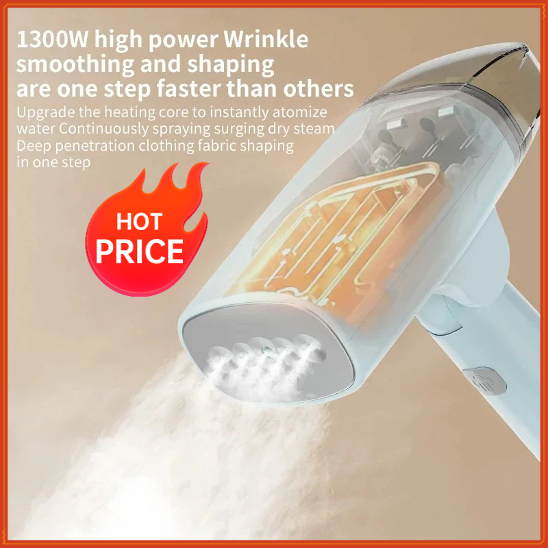  Handheld Garment Steamer 1300W Portable Steam Iron Powerful Fast Wrinkle Remover Travel Steamer Ironing for All Fabrics Clothe ﻿ 