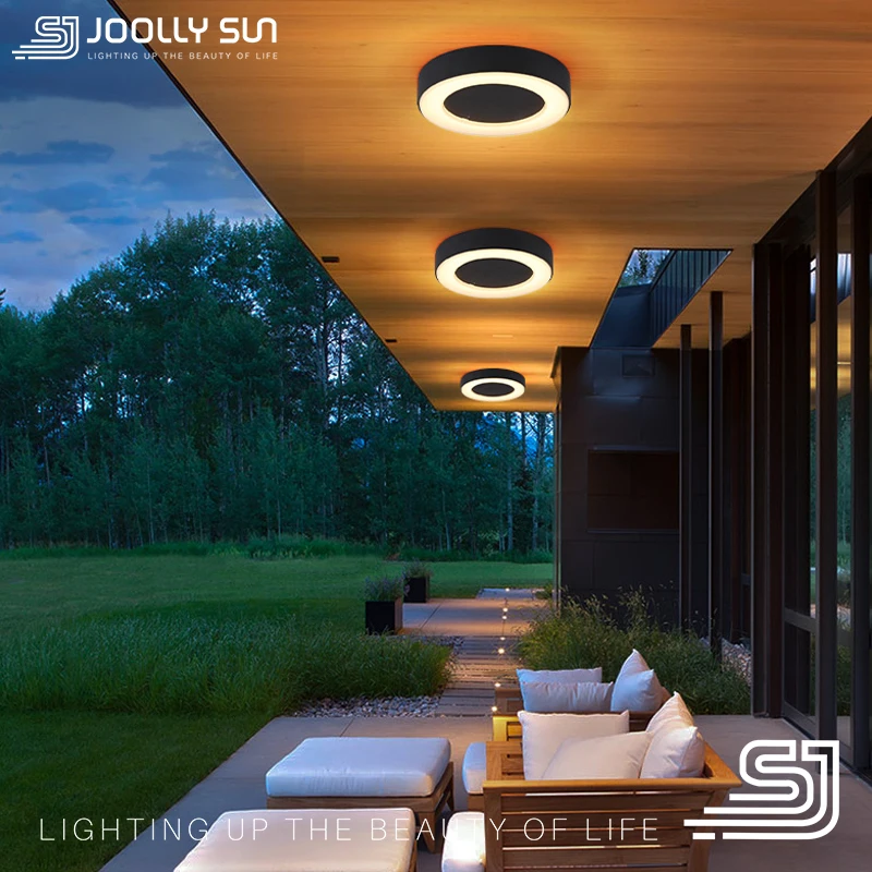 JoollySun-luces de techo para exteriores, lámpara de pared moderna para balcón, terraza, porche, accesorios de iluminación LED de aluminio