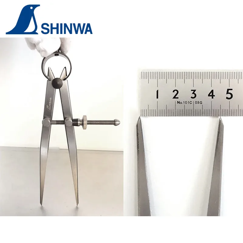 SHINWA Scribing Gauge Steel Spring Planning Wire Gauge Industrial Compass Drawing Line 15cm 20cm