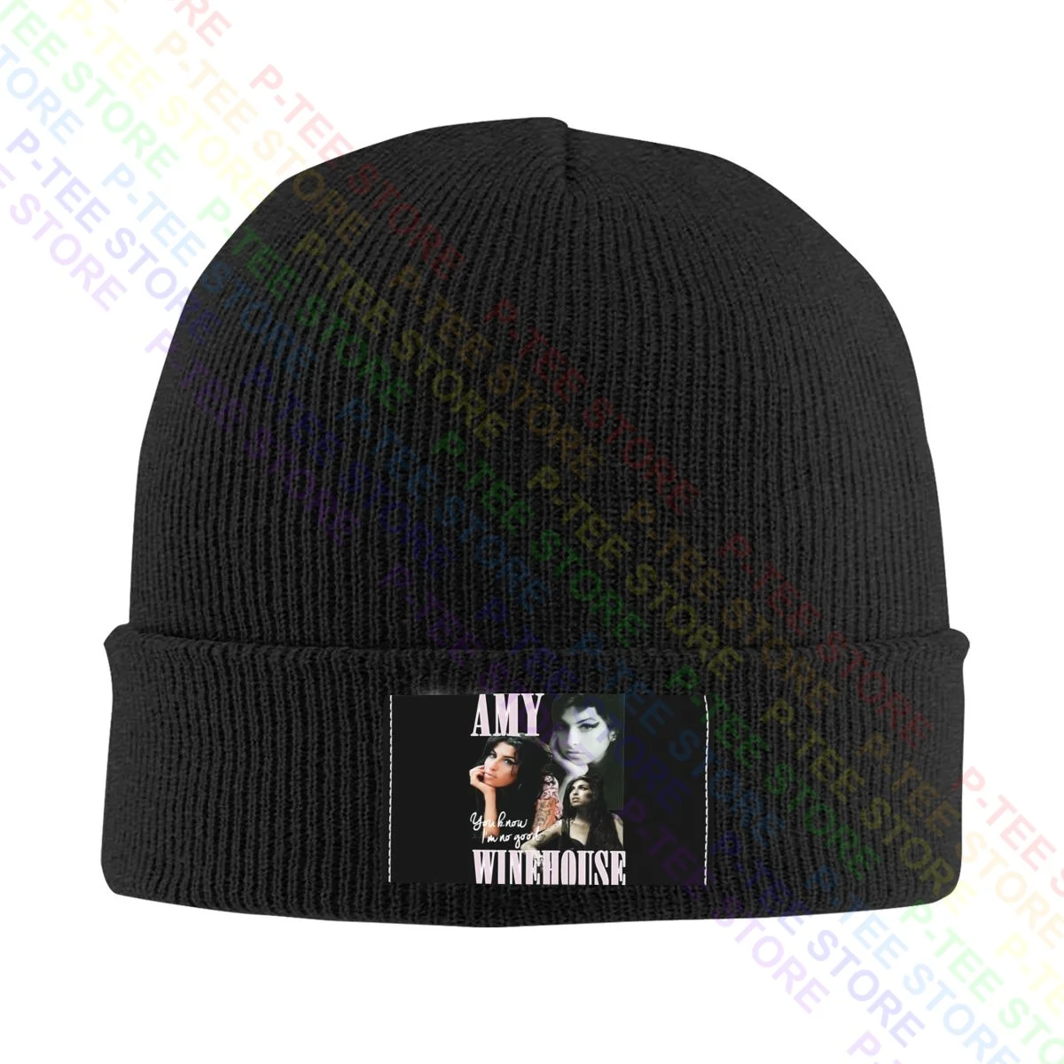 Amy Winehouse You Know I'M No Good Knitted Beanie Hat Beanies Cap Trendy Splicing Adjustable