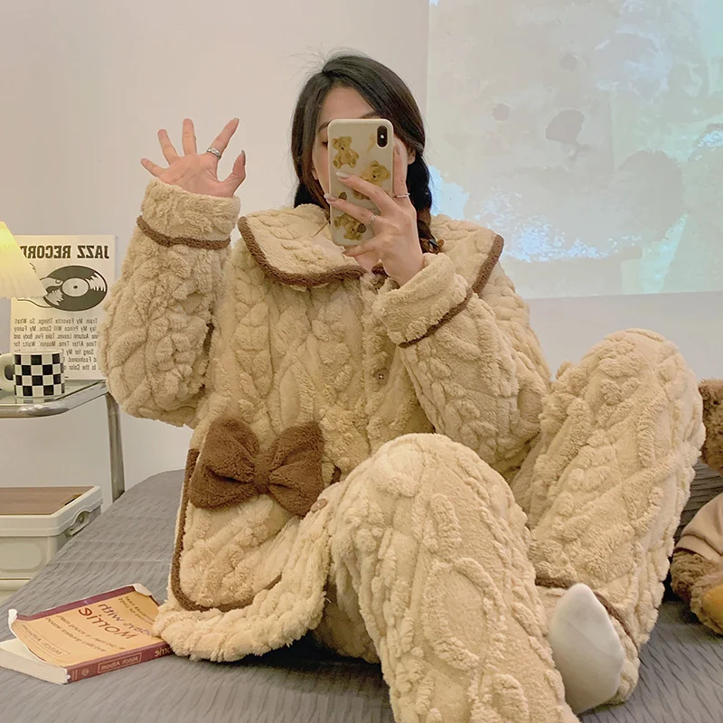 

Пижамные комплекты в стиле аниме для женщин: шелковые, с бантом, для девичника, для сна и отдыха дома, легкие в уходе, с открытыми плечами, рукав три четверти, OL