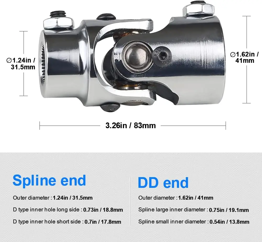 Universal U-Joint Single Steering Shaft 3/4\