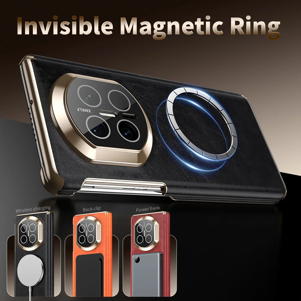 Advanced Oil Wax Texture Leather Phone Case, For Huawei Mate X7 X6 X5 Central Hinge All Inclusive Lens Protection Bracket Cover view 6