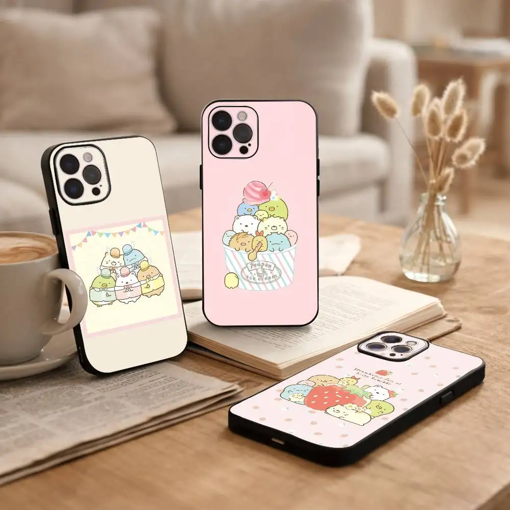 

S-Sumikko Anime G-Gurashi Phone Case For iPhone17 16 15 14 13 12 11 Pro Max Plus,5G Soft Black Case