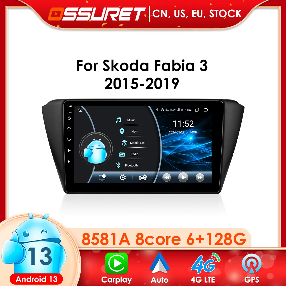 

Octa Core Android 13 2 Din Car Radio Multimedia Video Player For Skoda Fabia 3 lll 2015-2019 RDS SWC GPS Carplay AUTO DSP WIFI