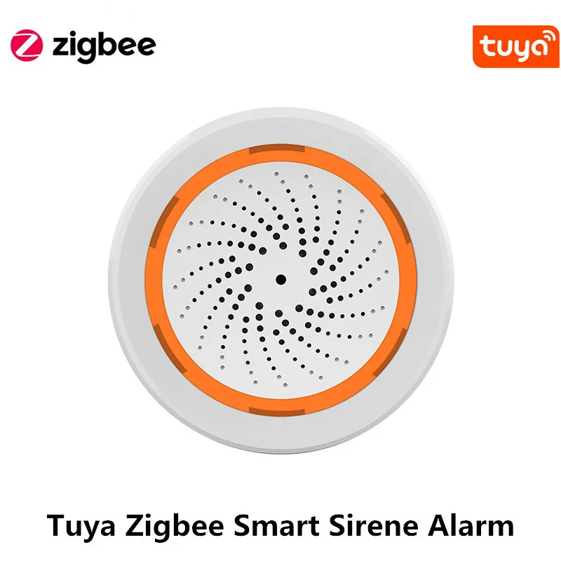 Tuya Intelligent ZigBee Sirene Trigger Alarm Audible and Visual Sensor App Push Remote Control USB&Battery Powered Siren