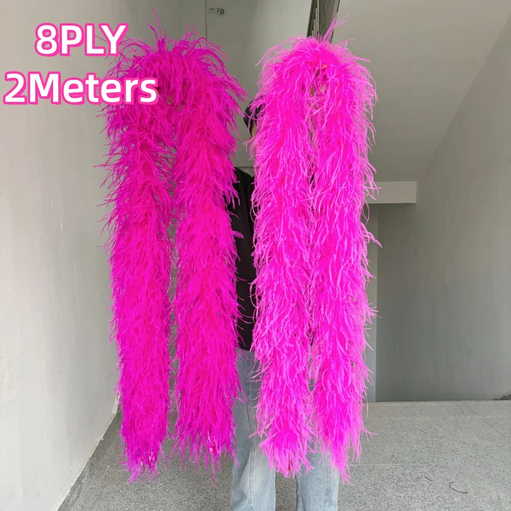 Yellow 3 4 6 8 10PLY 2M Fluffy Ostrich Feather Boa Trim Shawl for Wedding Party Carnival Costume Scarf Dress Sewing Decoration
