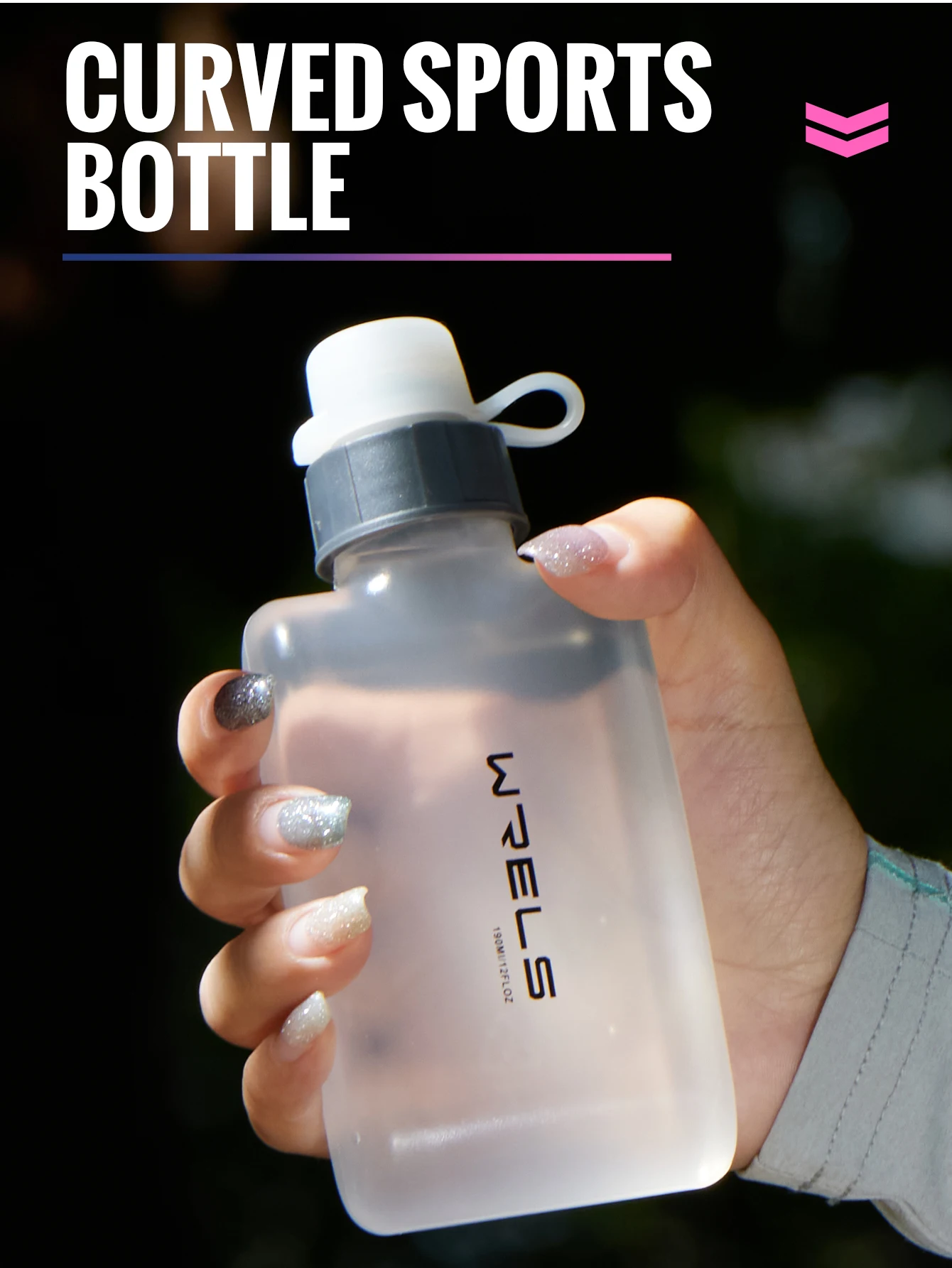 WRELS Zusammenklappbare Reise-Wasserflasche für Outdoor-Sport & Camping Wandern Leichte Laufflasche BPA-frei TPU Weiche Wasserflasche – Detail 7