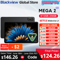Blackview MEGA 2 Android 15 Tablet 12 inch 2K Display 36(12+24)GB 256GB Unisoc T615 9000mAh Battery Widevine L1 Pad PC