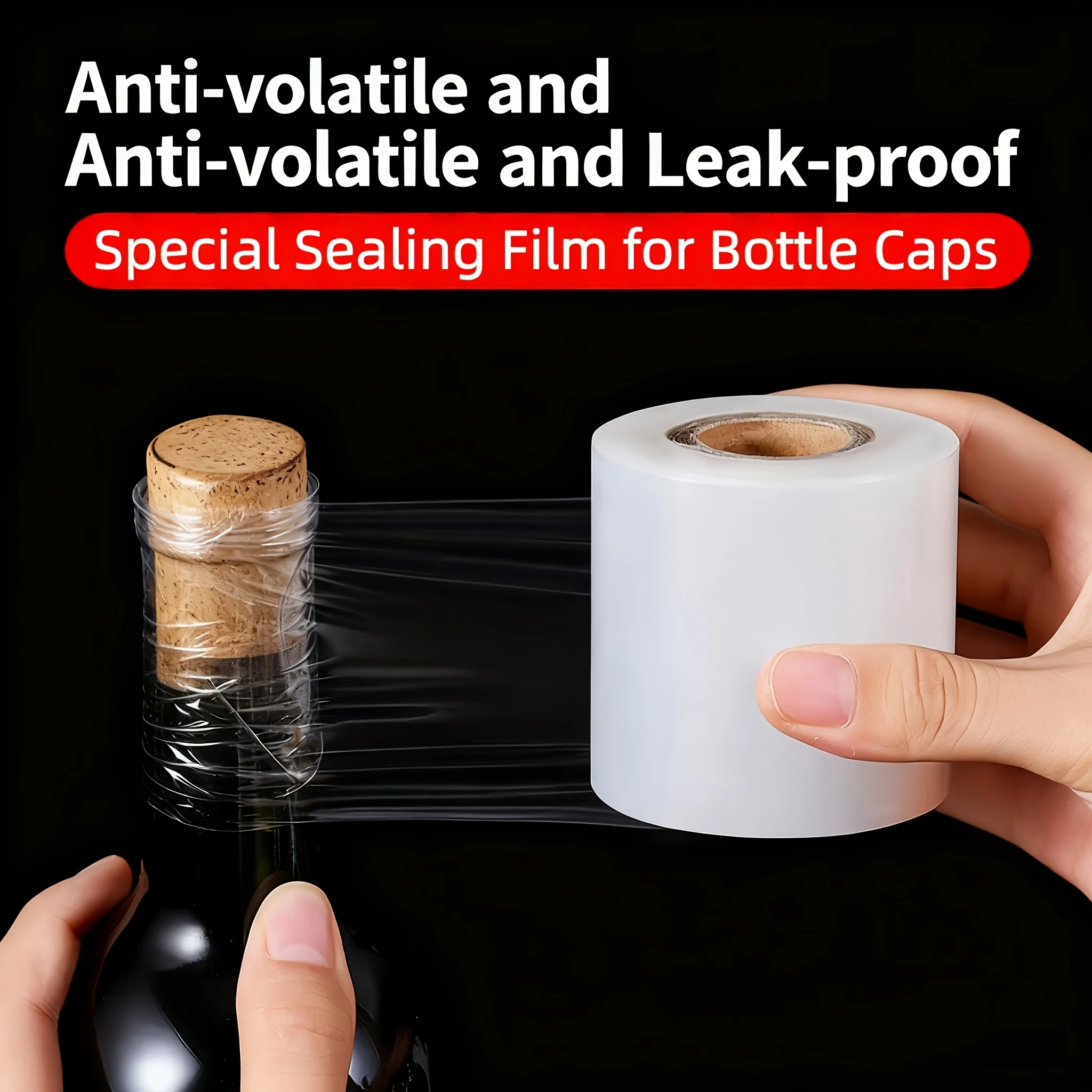 Stretchable Shrink Film, Non-Heated Bottle Sealing Film, Easy to Use for Bottled Packaging, Suitable for Sealing Bottles