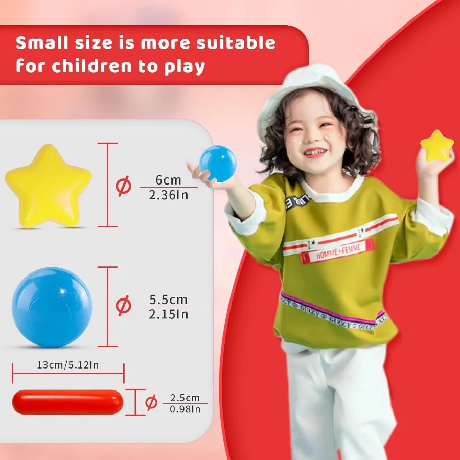 Confezione da 100 palline di plastica a prova di schiacciamento senza BPA per tenda, casetta da gioco, festa giocattolo, macaron, colori oceano, 2,15 pollici