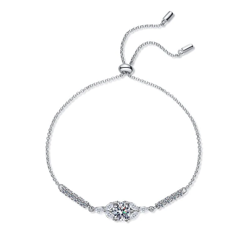 Sunite Verstelbare 1.0ct Real Moissanite Diamant Bloeiende Armbanden Voor Vrouwen Gra Gecertificeerd Hoge Kwaliteit Mousserende Armbanden