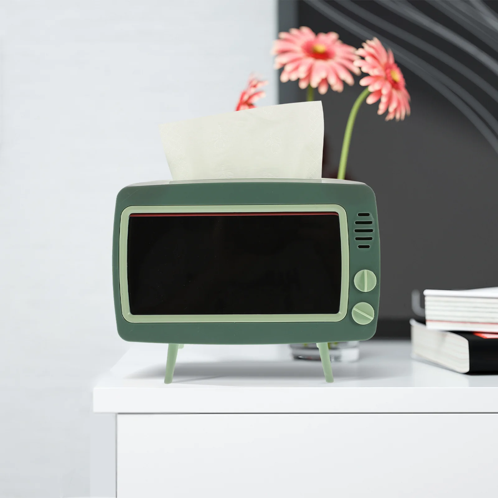 

1pc Creative Tissue Box Holder Cute Television Shape Napkin Dispenser For Bathroom Living Room Office Car Multi-Use Storage