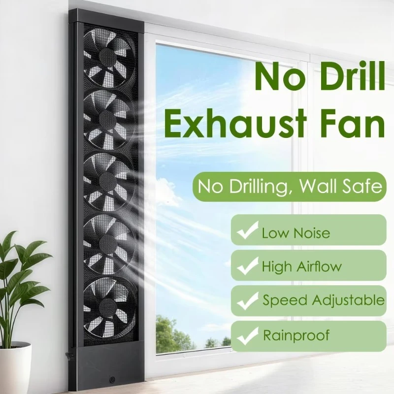 Vertical Window Exhaust Fan High Airflow Bidirectional Mode Rainproof Retractable Vent For Home Sliding Window Ventilation