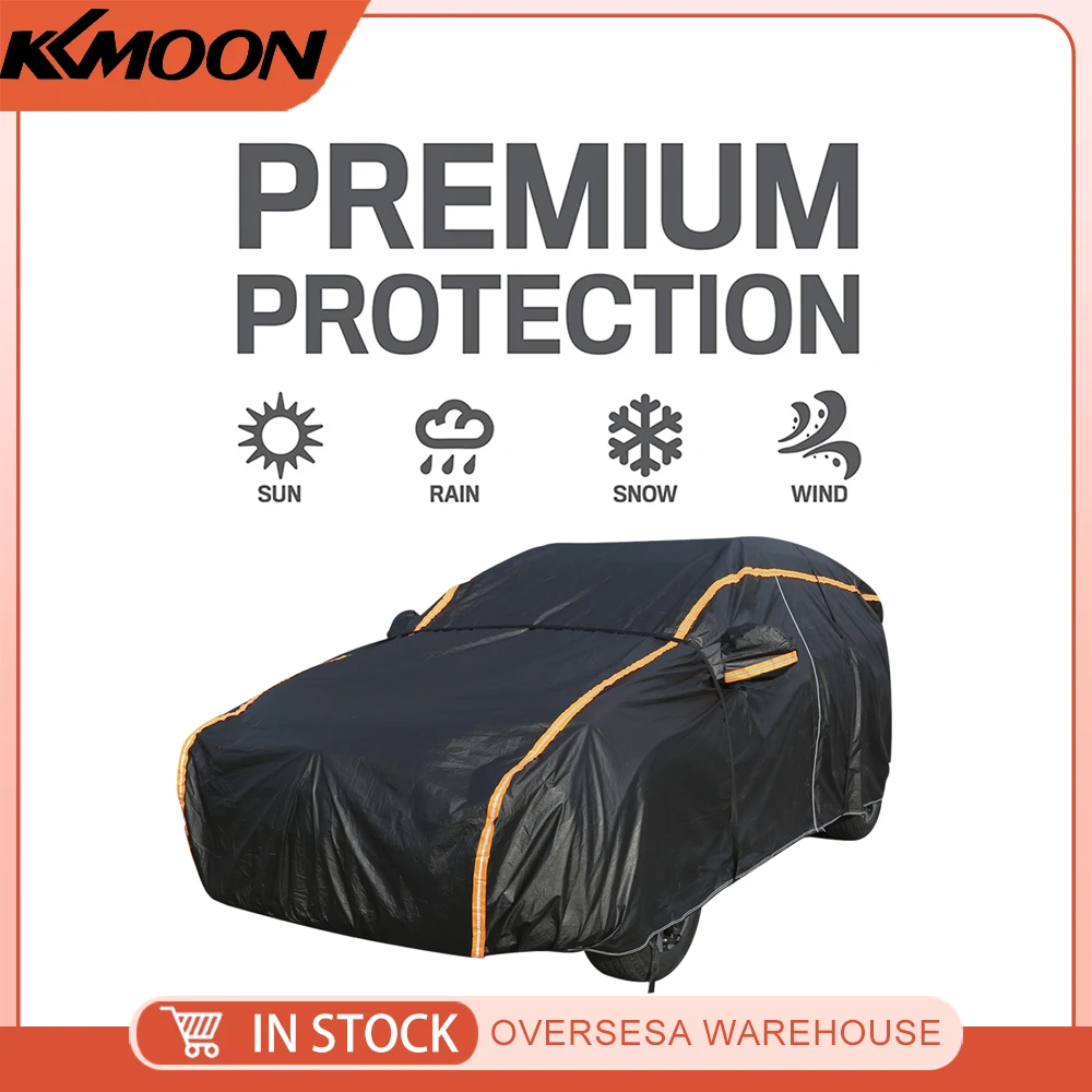 Car Cover Full Exterior Covers with Reflective Strip Waterproof Outdoor Protection UV Snow Rain Wind Dust All Weather for SUV