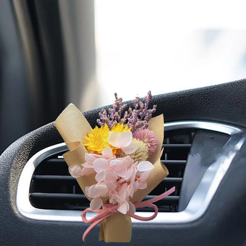 Car Decoration Mini Dried Flower Bouquet Car Air Freshener Vent Clip for Aromatherapy Essential Oil Diffuser Small for Car