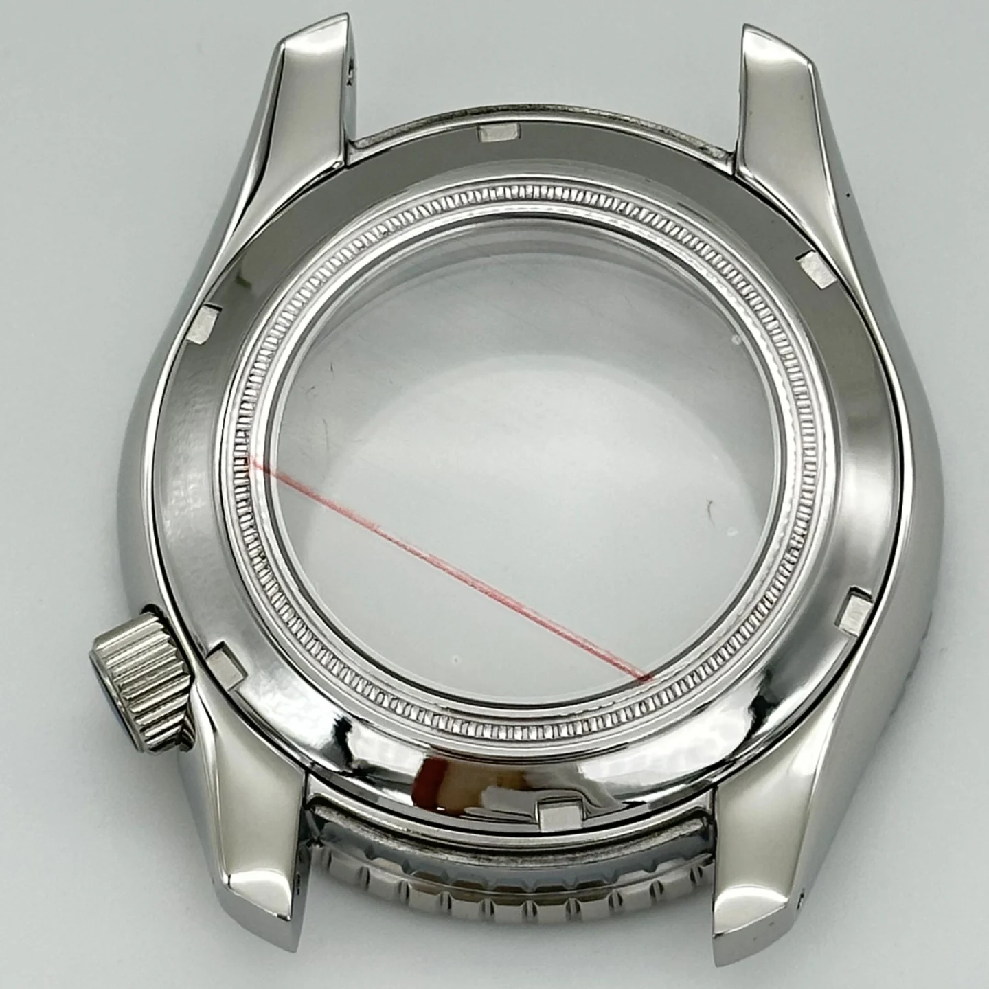 44mm mineral glass modified stainless steel case solid steel belt set compatible with NH35/NH36/NH38 movement DIY