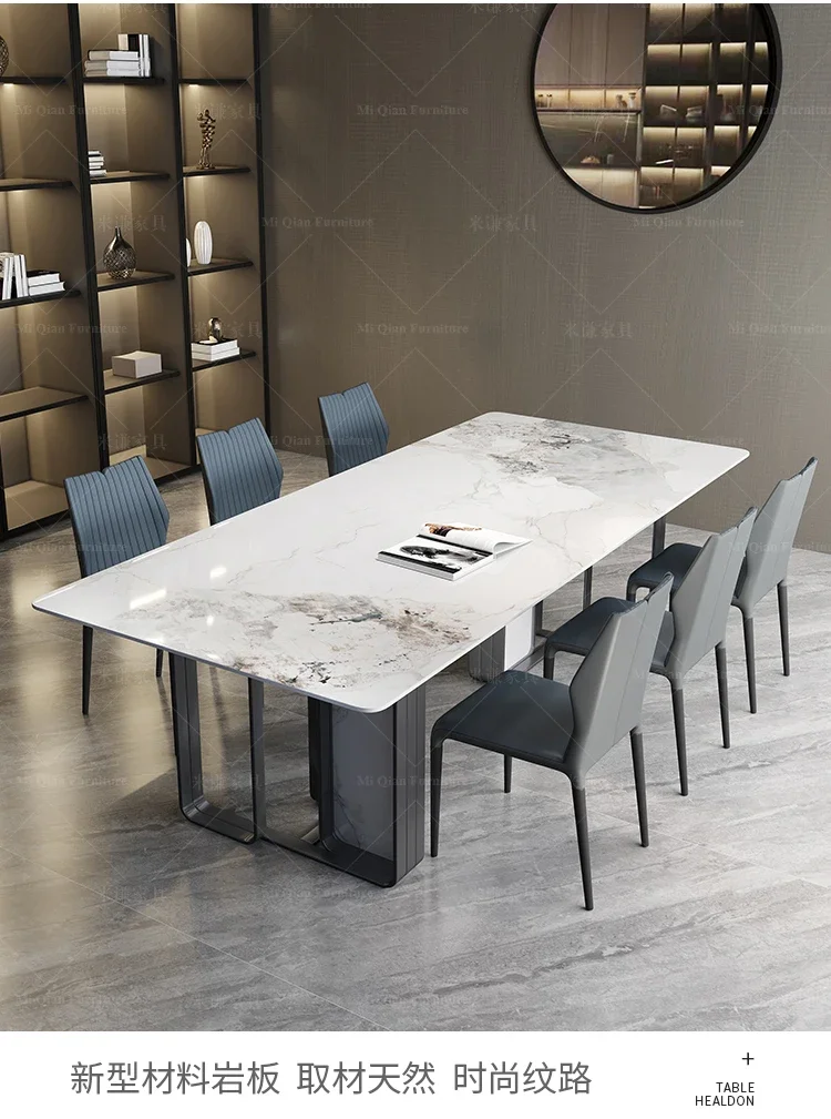 Light, luxurious and bright dining tables and chairs, modern simple, advanced sensual minimalist rock plate dining table