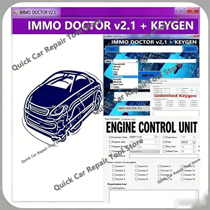 IMMO DOCTOR V2.1 With Unlimited KEYGEN MULTI BRAND Immo Off Software ECU Chip Tuning OBD2 Scanner for Sim2k MT38 ME 17.9.2 MED17