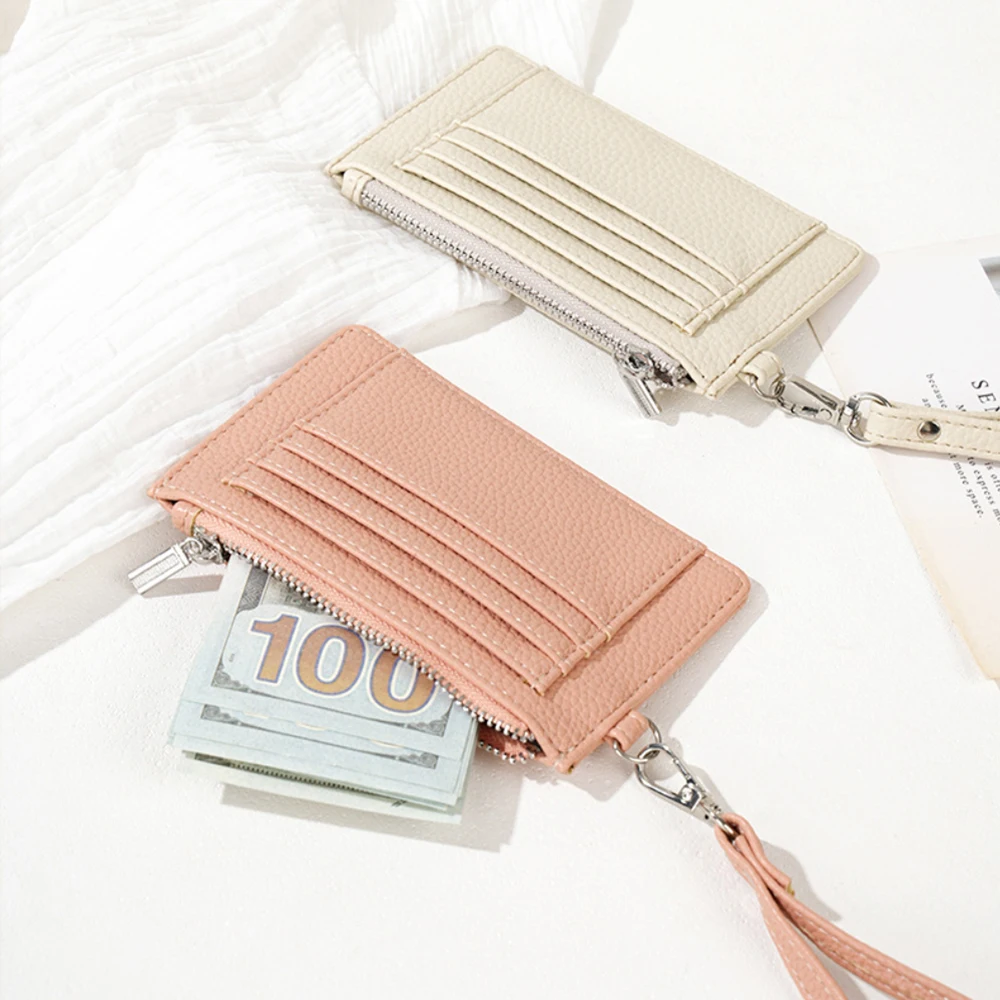 Zipper Short Coin Wallet Portable Small Wallet Credit Card Holder Pu Leather Ultra-Thin Sleeve For Travel Daily Use Id
