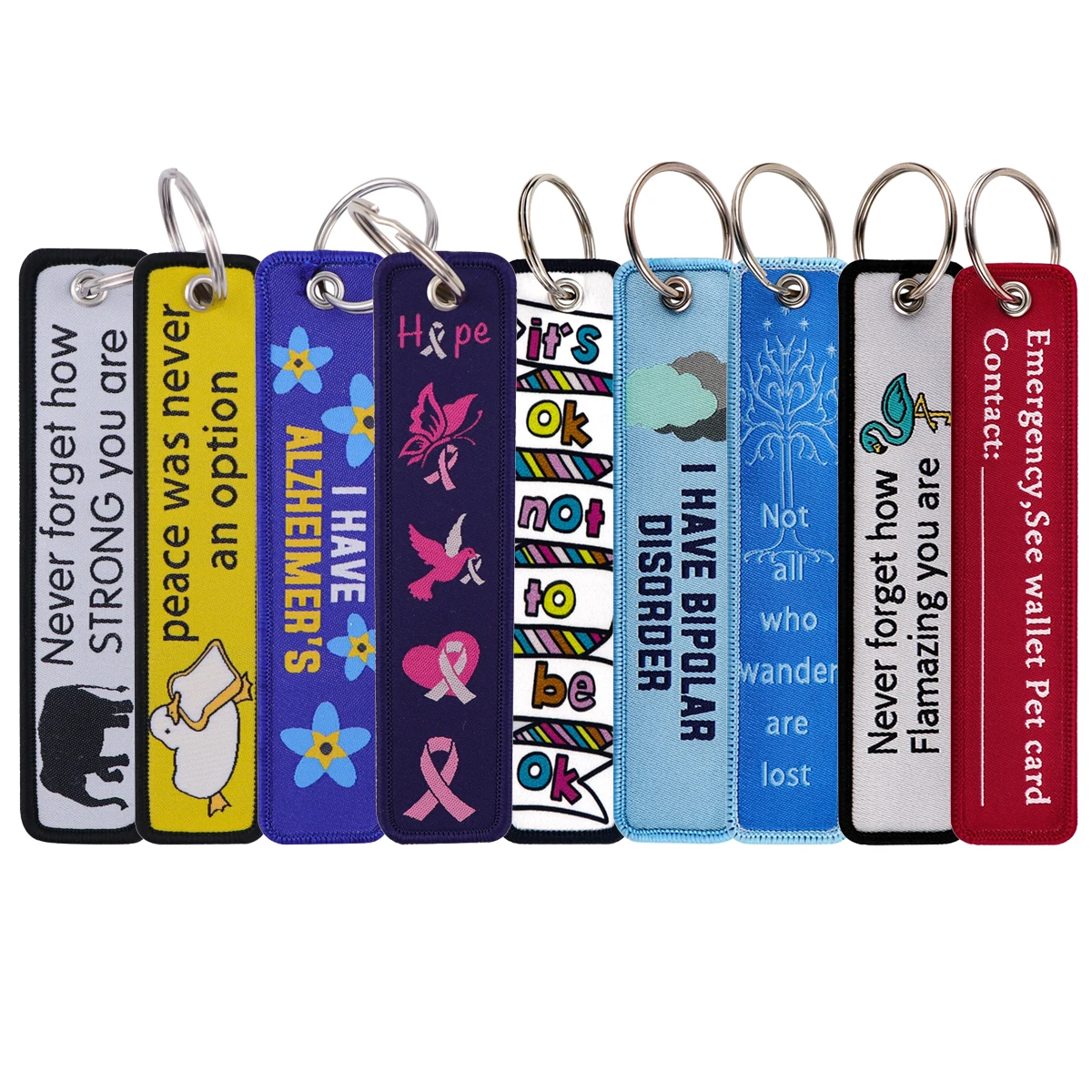 

Animals Quotes Embroidery Key Fob Elephant Key Tag For Cars Backpack Keychain Fashion Keyring Gifts for Men Women Accessories
