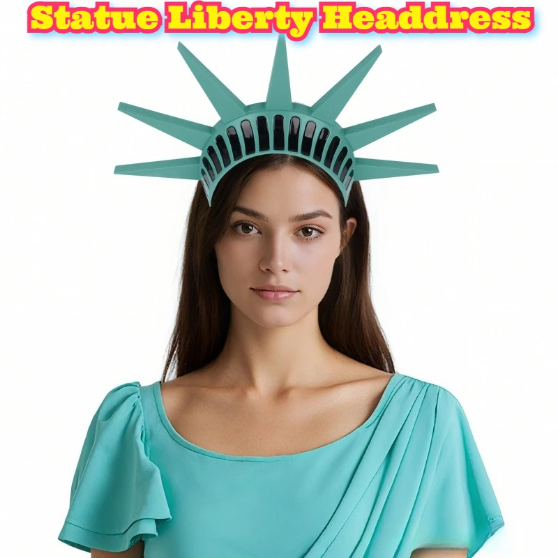 

Statue Liberty Headdress Costume Crown Halloween Party Hair Band Festive Celebration Accessory Role Play Cosplay Torch Tiara