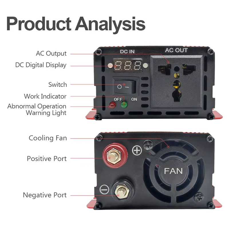 Pure Sine Wave Inverter 2200W 12V 24V To AC 220V Voltage Transfer Converter Charging Adapter Universal Socket Car Power Inverter