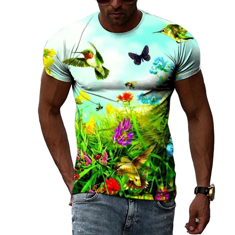 Summer New Animal Butterfly Oversized Men\'s T-shirt Fashion Casual O-neck Short-sleeved 3D Printing Comfortable Quick-drying Top