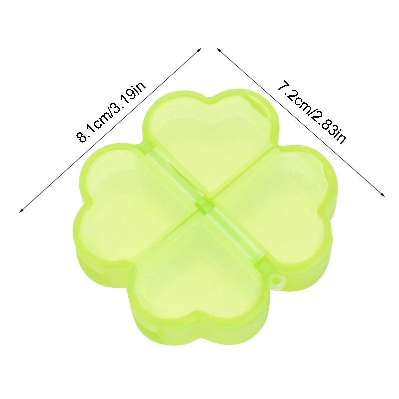 Portable Plastic Pill Storage Box With Independent Opening Design Four-leaf Clover 4 Grids Pill Organizer Drug Separation Box