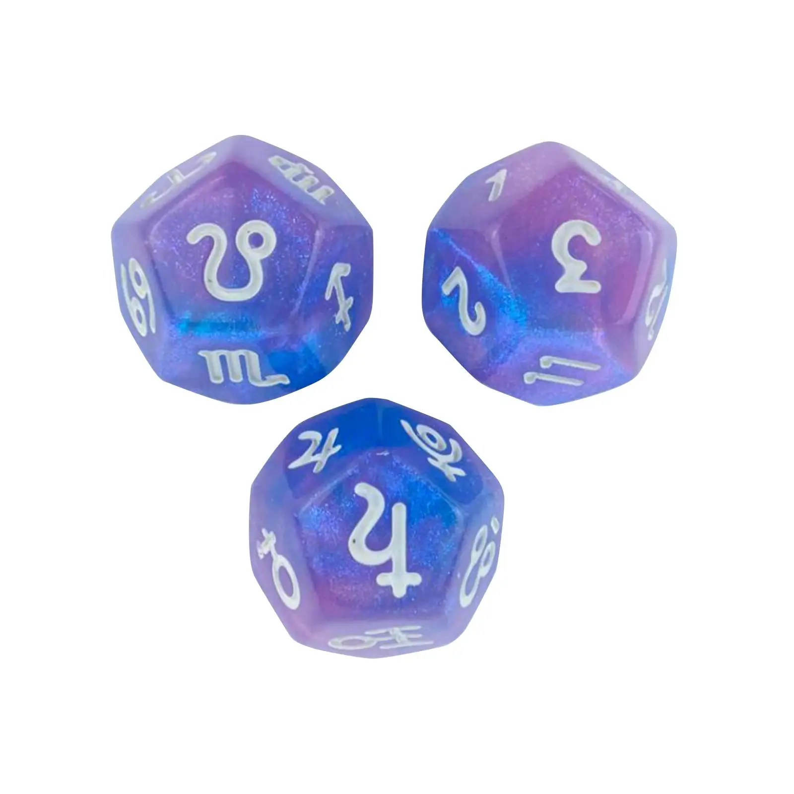 

3x Acrylic D12 Astrology , Constellation Dice for Family Gathering, Tarot Cards, Astro Divination Gaming Accessory