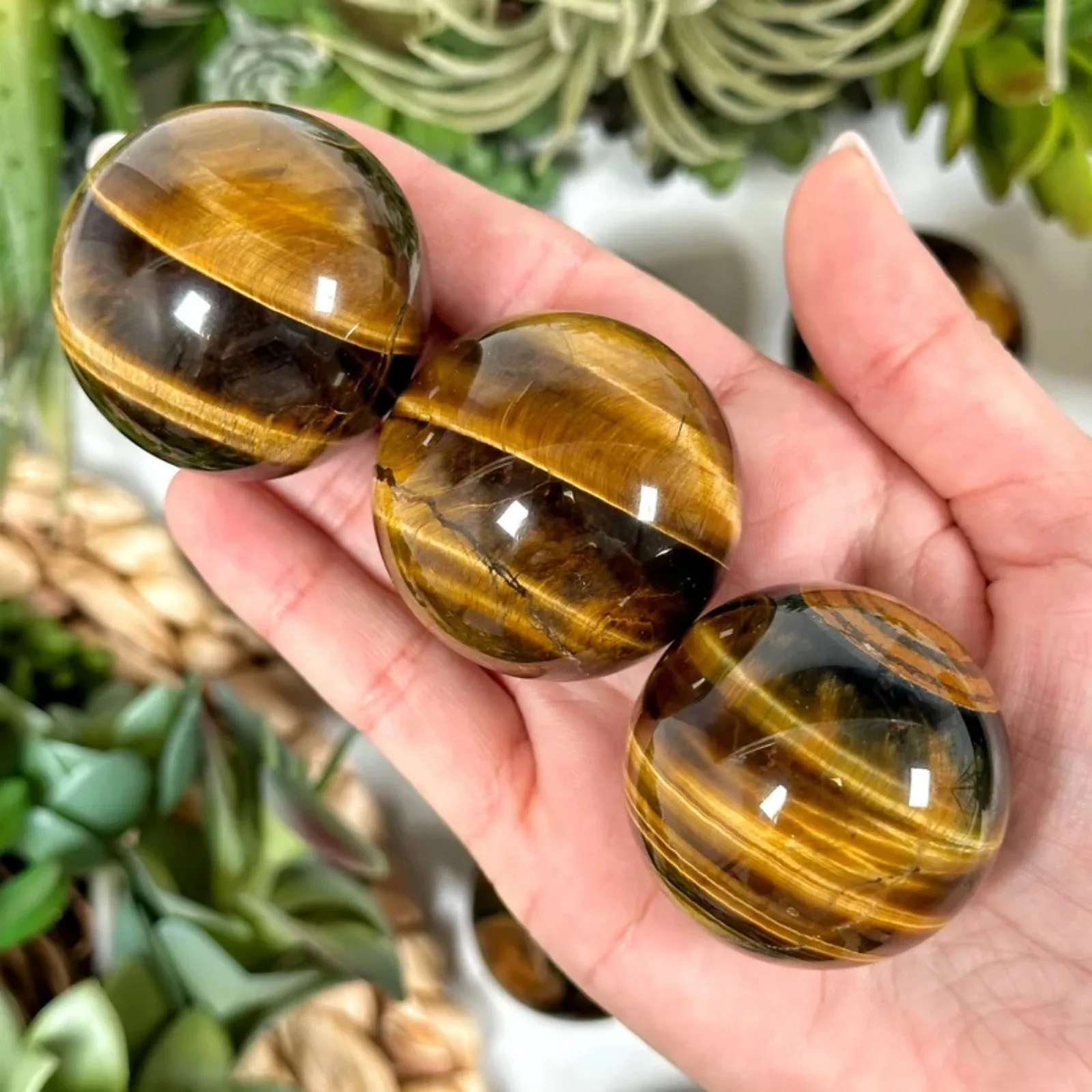 1PC Solid Yellow Tiger Eye Stone Sphere,Multi-Functional Gem Decoration for Home Display + Banquet Decor + Handmade Jewe