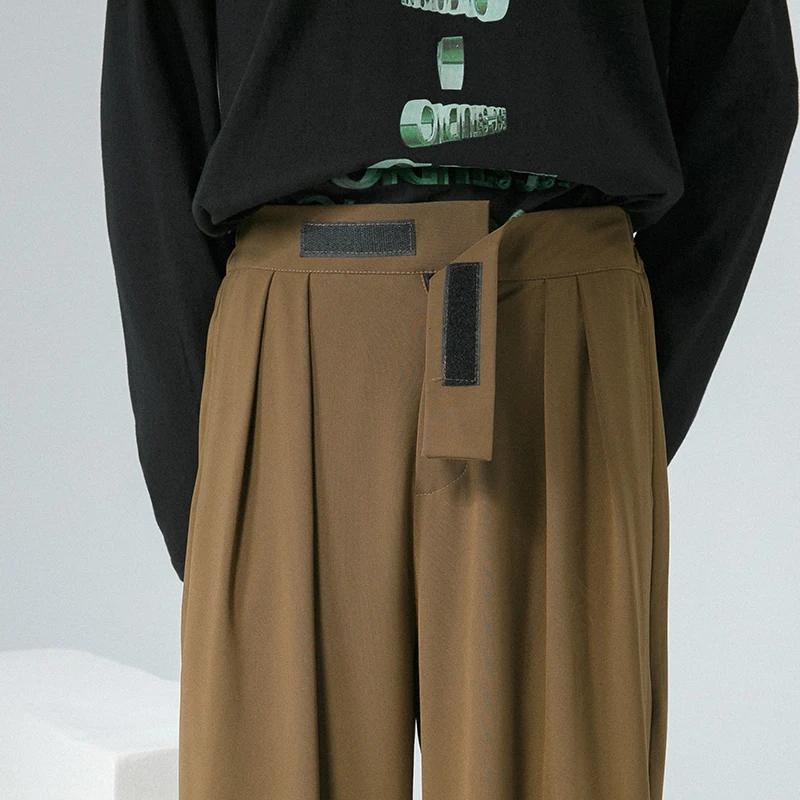 

Мужские брюки Ce Brown Magic Tape: дизайнерские, прямого кроя, в стиле вест-пэнт, модные, струящиеся, в пол, повседневные, свободного кроя