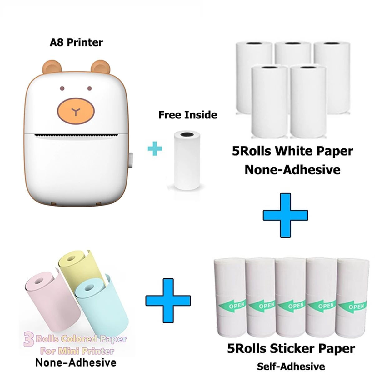 Mini Pocket Printer, Portable Thermal Printer for Pictures/Retro-Style Photos/Receipts/Notes/Lists/Label/Memo/QR Codes