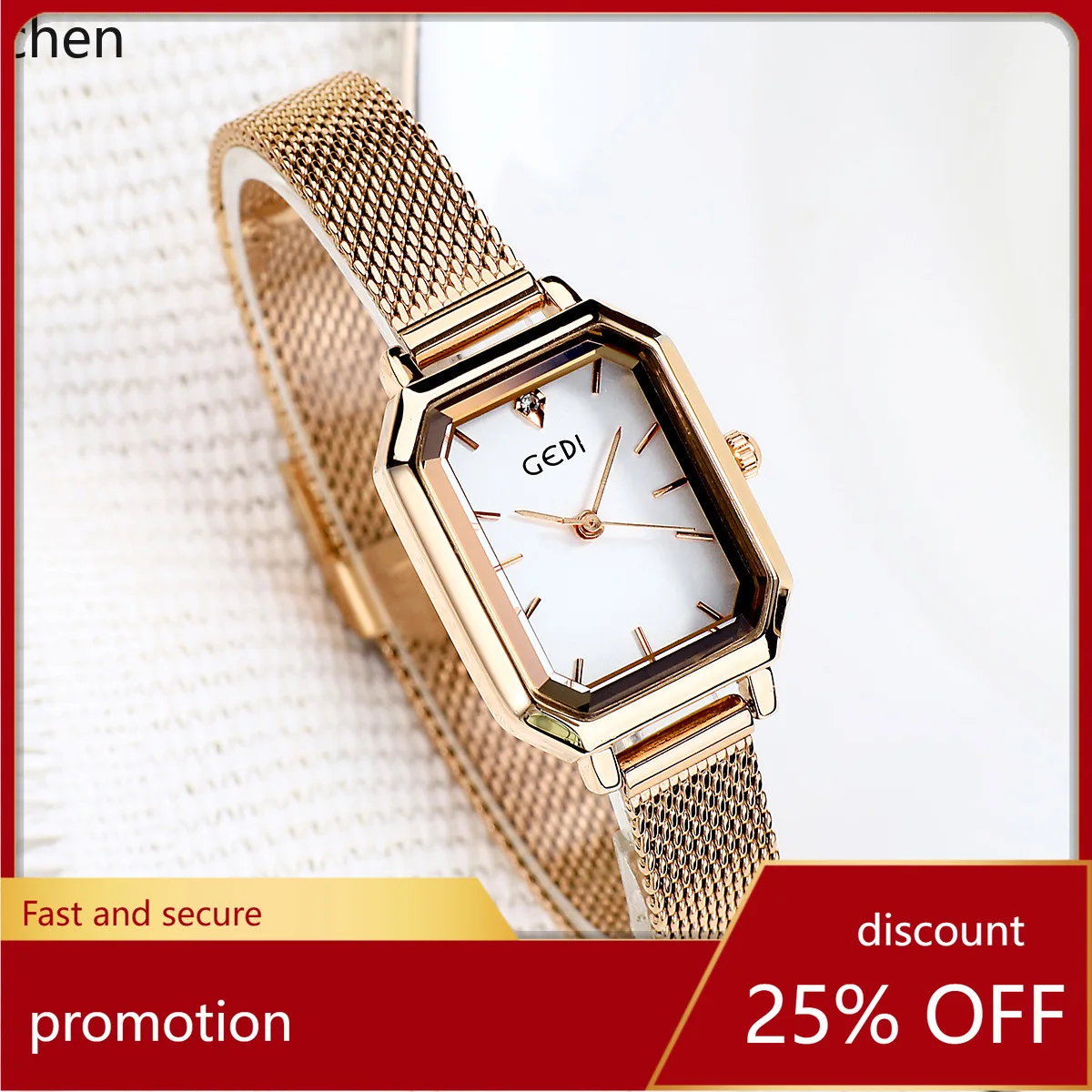 ZML Simple and Versatile Casual Women's Square Waterproof Quartz Watch