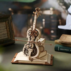 ROKR Mechanical music box secret cello creative 3D assembly model toy, room decoration gift