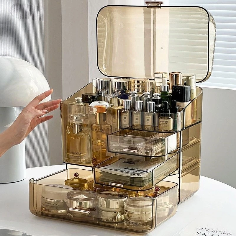 Cosmetic storage box, dressing table, skincare storage rack, acrylic dustproof desktop, large capacity, high-end feel, and other