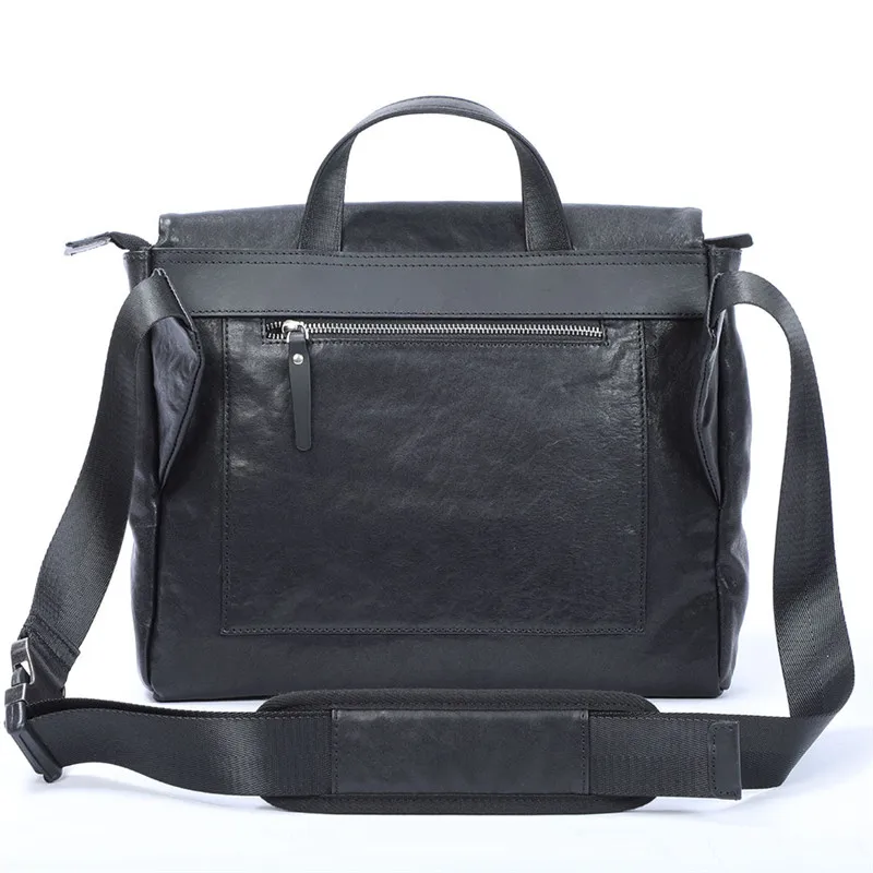 Casual design de moda luxo couro genuíno maleta dos homens natural macio real couro bolsa mochila preto trabalho messenger bag