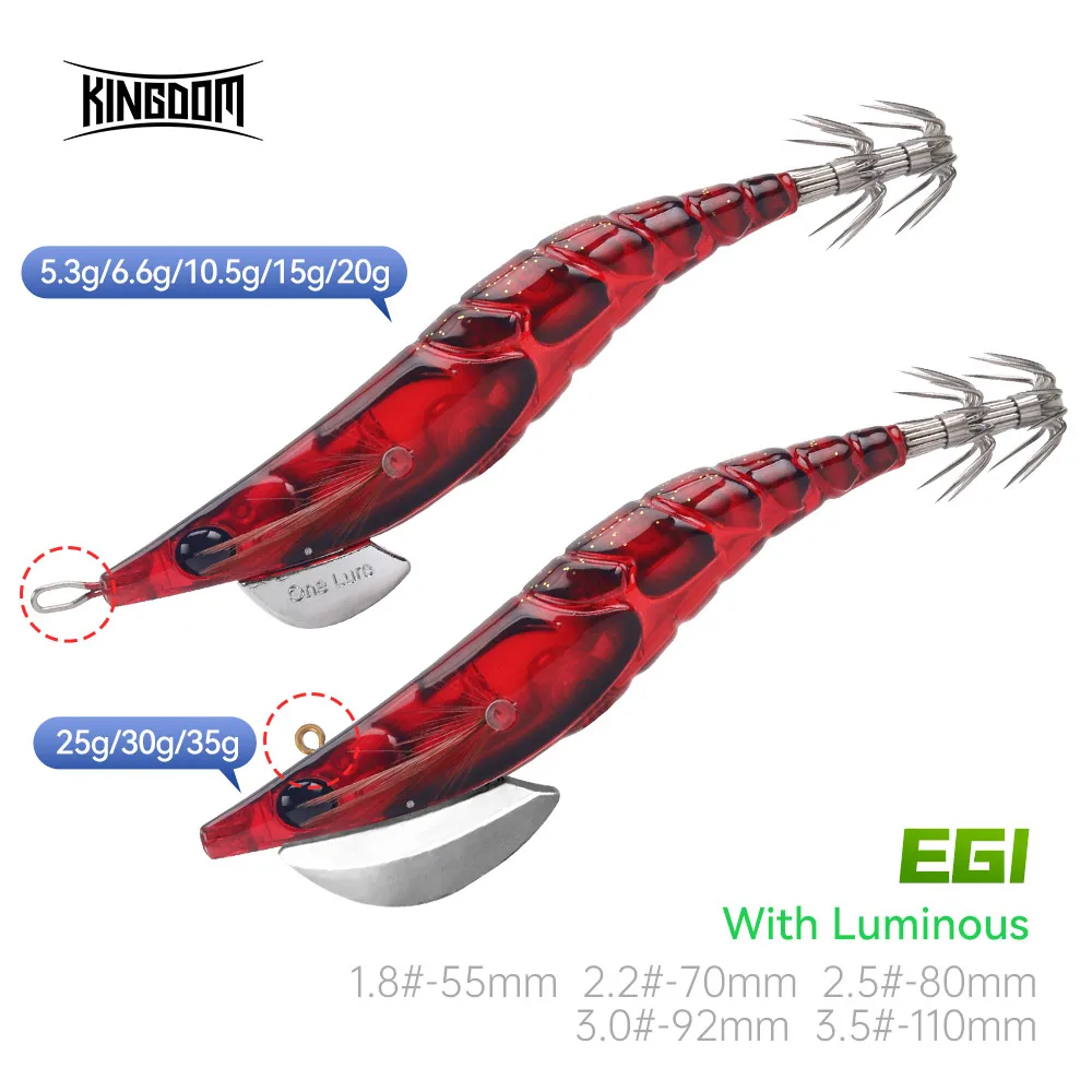 

Kingdom Squid Fishing Bait 1.8# 2.2# Sea Fishing Octopus Cuttlefish Artificial Jigging Lure Hooks Sinking Squid Luminous EGI