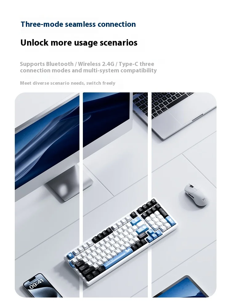 VGN V98 Pro V3 Keyboard Mekanik Tri Mode Nirkabel Keyboard Hot Swap RGB Gasket Laptop Gamer Gaming Keyboard Aksesoris PC ​