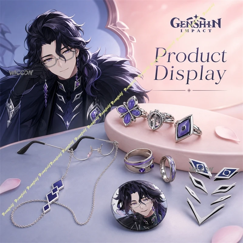 Pantalone Cosplay Prop Anime Games Genshin Impact Set The Regrator Eyeglass Chain Ring Accessory Hallowen Cosplay Party ComicCon